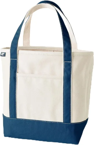 Vista 24 de Lands' End Bolso de lona abierto Natural/Azul marino radiante