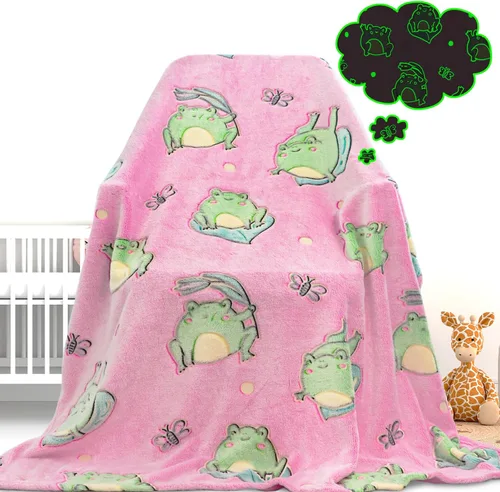 Vista 17 de Gdindff Bonita manta infantil que brilla en la oscuridad con diseño de dinosaurio para niños, de franela que brilla en la cama, sofá, sofá, manta