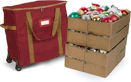Vista 88 de Covermates Keepsakes Bolsa de almacenamiento ajustable para adornos, con asas de transporte, protección acolchada, ruedas dobles, almacenamiento