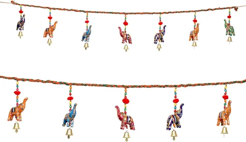 Vista 3 de Guirnalda Toran Bandanwar para colgar en la pared para puerta con pompones, decorativo para interiores y exteriores, decoración del hogar, oficina