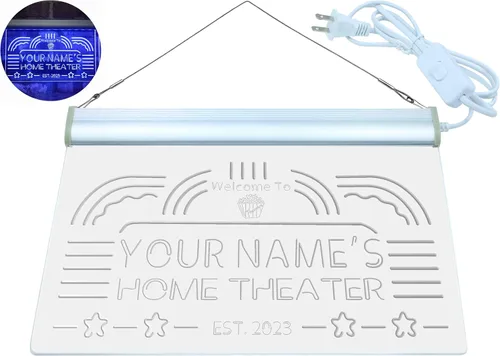Vista 9 de ADVPRO Letrero de neón LED de un solo color personalizado para cine en casa, decoración de año establecido, 12 x 8.5 pulgadas, st4s32-ph1-tm-b Azul