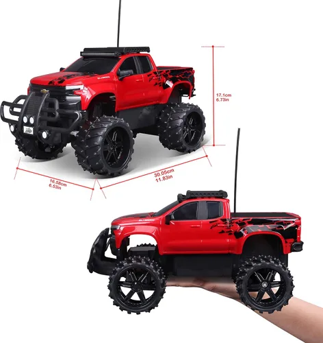 Vista 7 de Maisto Tech R/C Escala 1:16 2.4 GHz Off Road 2019 Chevrolet Silverado, Rojo