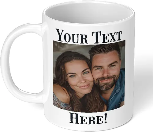 Vista 23 de Taza de café de cerámica negra personalizada de 11 onzas con texto, mensaje, tu texto aquí, nombre, DYE Taza para Cafe personalizadas, con foto