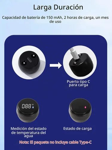 Vista 6 de Paquete de 2 termómetros digitales de baño para bañera, termómetro flotante recargable impermeable para baño de hielo, piscina