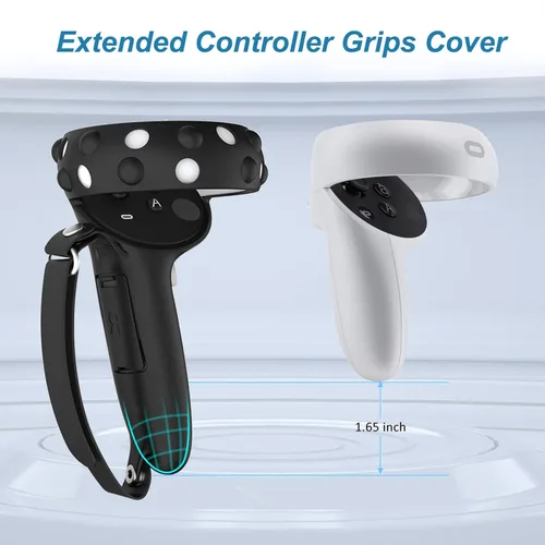 Vista 2 de Accessories for Meta Oculus Quest 2 Anti-Throw Hand Strap Extended Controller Grips Cover Face Headset Protective Lens Shell VR Silicone Cover Set