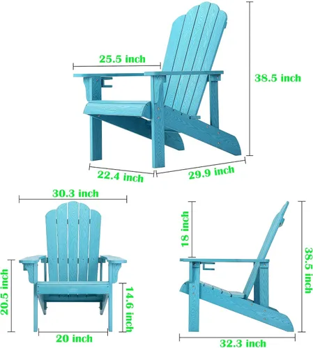 Vista 3 de hOmeHua Silla Adirondack resistente a la intemperie, silla Adirondack de plástico duro con soporte para tazas, cómoda, fácil de montar y mantener