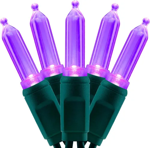 Vista 9 de YULETIME 100 luces naranjas de Navidad, 33 pies de una sola pieza impermeable LED