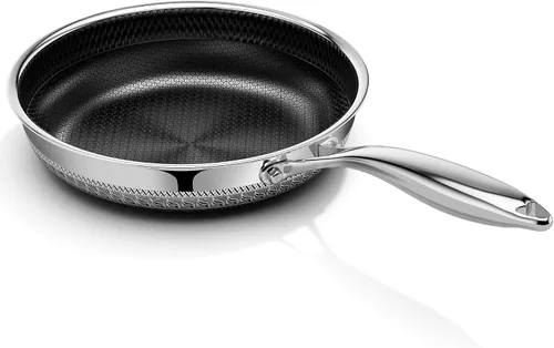 Vista 12 de Sartén antiadherente de 8 pulgadas con tapa, sartén antiadherente de acero inoxidable tri-capa de cerámica de titanio con tapa, sartén híbrida