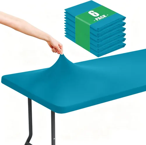 Vista 21 de Moosfor Paquete de 6 manteles cuadrados de elastano, manteles elásticos ajustables para pícnic, cubierta de mesa de patio elástica lavable para Negro