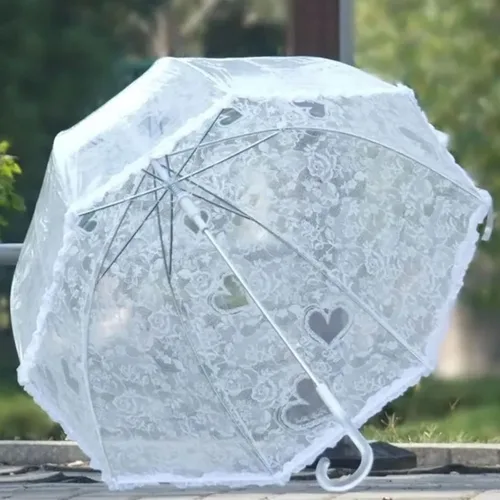 Vista 5 de Siepasa Paraguas transparente de burbujas para mujer paraguas de cúpula transparente con mango clásico de gancho para bodas de caballeros y damas
