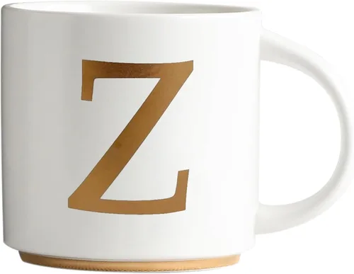Vista 14 de COLLECTIVE HOME - Tazas de cerámica con monograma, tazas de café con inicial dorada de 15 onzas, elegantes tazas de té del alfabeto, elegante taza p