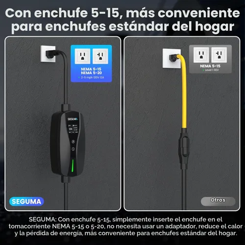 Vista 2 de SEGUMA Cargador EV de nivel 1/2, corriente ajustable de 16 amperios