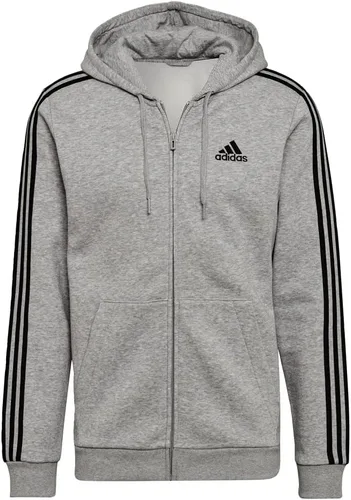 Vista 3 de adidas Sudadera de forro polar con capucha, 3 rayas y cierre completo, para hombre