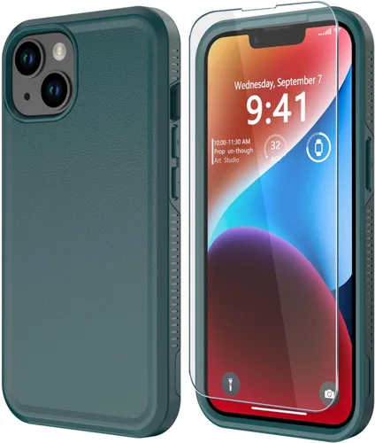 Vista 17 de Diverbox Funda para iPhone 14 [a prueba de golpes] [a prueba de caídas] [protector de pantalla de vidrio templado], funda de protección resistente