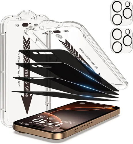 Vista 12 de EZ-GLAZ - Paquete de 4 + 2 protectores de pantalla de privacidad para iPhone 13 [6.1 pulgadas] con protector de lente de cámara