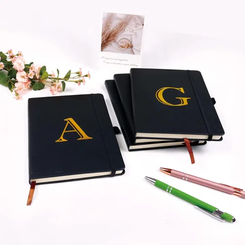 Vista 3 de Cuaderno de negocios para hombres y mujeres, cuaderno A5 con A-Z, cuaderno de papel de escritura de doble cara con divisores, diario de viaje