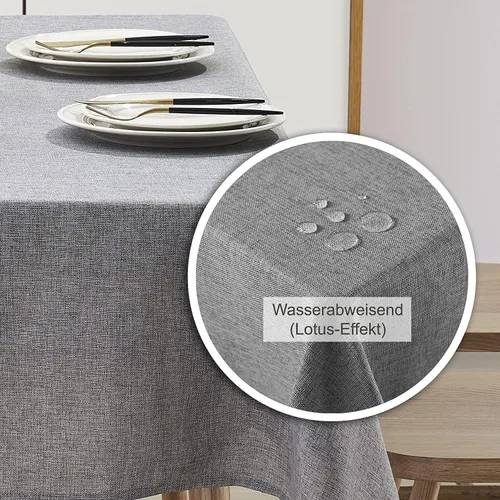Vista 3 de STP GOODS Mantel rectangular de lino sintético, resistente al agua, para comedor, otoño, mantel plegable para mesa de comedor (verde, 59.1 x 59.1 in)