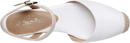 Vista 4 de DREAM PAIRS - Sandalias de plataforma con puntera cerrada y correa de tobillo elástica para mujer