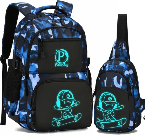 Vista 14 de Mochila escolar para niños, mochila escolar para niños, primaria, primaria, secundaria, con bolsa de almuerzo y estuche para lápices, mochila ligera