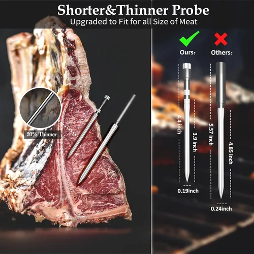 Vista 6 de Termómetro inalámbrico de doble sonda para carne, para asar a la parrilla, ahumar, barbacoa, termómetro inteligente habilitado con Bluetooth con 2