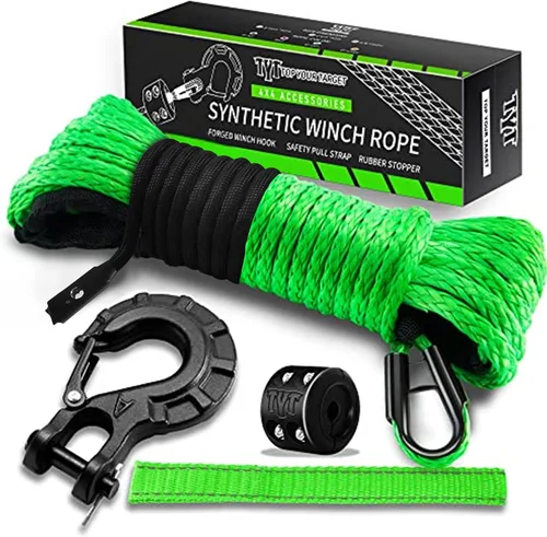 Vista 8 de TYT Kit de Cuerda Sintética para Cabrestante - 1/2" x 92' con 32000 lbs de Resistencia, Funda Protectora, Gancho de Servicio Pesado y Correa