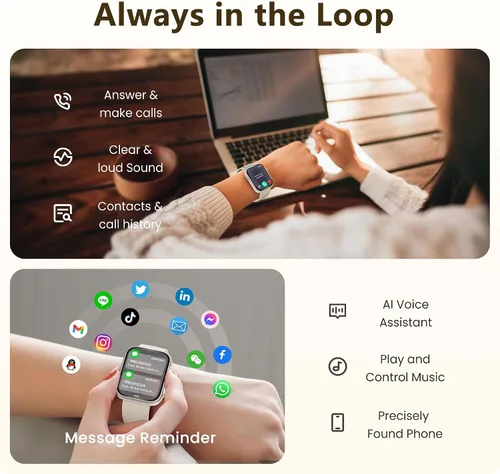 Vista 2 de Reloj inteligente para hombres y mujeres, llamada Bluetooth, más de 120 modos deportivos, rastreador de fitness, seguimiento del sueño, contador