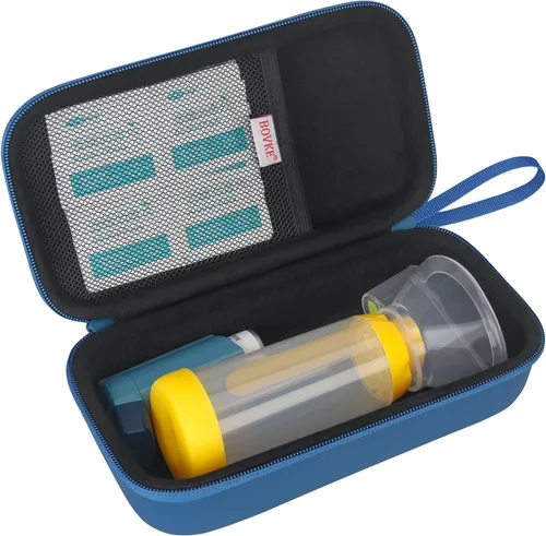 Vista 10 de BOVKE Estuche rígido de viaje para inhalador de asma, espaciador de inhalador para niños y adultos, máscaras, soporte para inhalador, bolsa