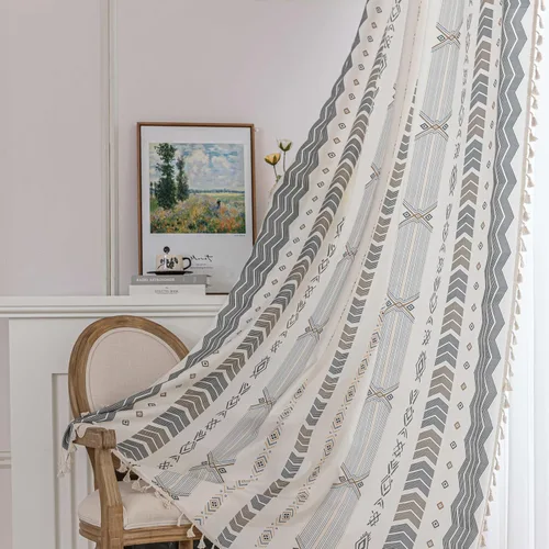 Vista 15 de Cortinas estampadas para sala de estar, artesanías populares, 54 pulgadas de largo, estilo indio, hippie, bohemio, con bolsillo para cortinero B2