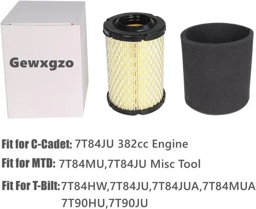 Vista 7 de 937-05129 737-05129 Filtro de aire compatible con Troy-Bilt C-Cadet Craftsman MTD 7T84JU 7T84MU 382cc OHV Motores Cortacésped Rep 490-200-M070