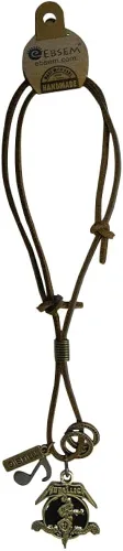 Vista 3 de EBSEM Collar de leyendas musicales, cordón de cuero genuino para hombres y mujeres