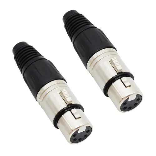 Vista 8 de Conector de cable XLR de 4 pines XLR de 4 pines hembra Conector de conector de cable de micrófono Adaptador de audio para micrófono, negro+plata