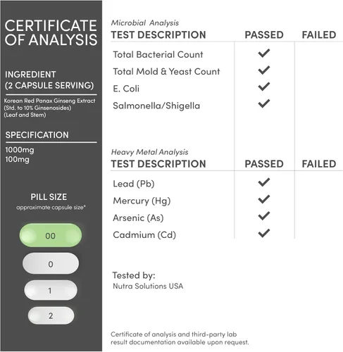 Vista 7 de Cápsulas de ginseng (extracto de ginseng rojo coreano, Panax Ginseng 10% de ginsenósidos) (suministro para 4 meses) 240 cápsulas veganas - 1,000 mg