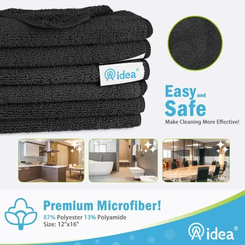 Vista 2 de AIDEA Paquete de 8 paños de limpieza de microfibra, toallas de microfibra suave para automóviles, trapos de limpieza absorbentes, sin pelusas, sin