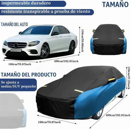 Vista 2 de Riakrum Funda completa impermeable para todo tipo de clima, para automóviles, resistente al viento, a la lluvia, protección UV, resistente a