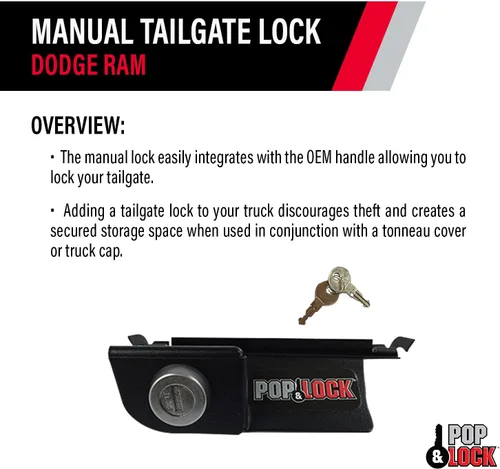 Vista 10 de Pop & Lock - Cerradura manual de puerta trasera para Dodge Ram, Negro