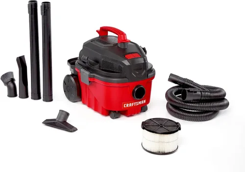 Vista 8 de CRAFTSMAN CMXEVBE17040 Aspiradora para Seco y Húmedo de 4 Galones, 5.0 HP Máximo, Aspiradora de Taller Portátil para Seco y Húmedo con Filtro