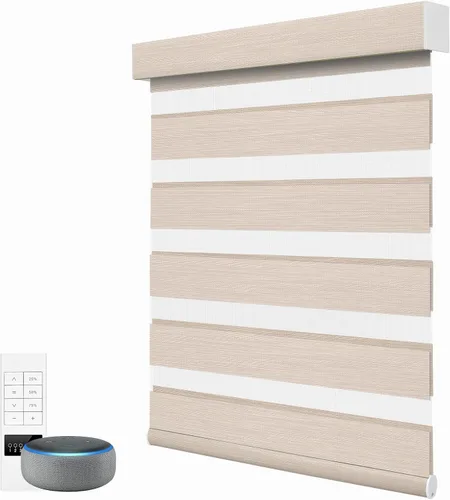 Vista 12 de ACMEART - Persianas motorizadas inteligentes de cebra con control remoto, persianas filtrantes de luz Beige