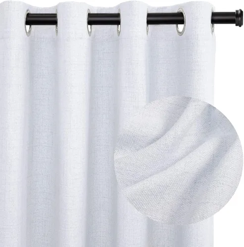 Vista 39 de Cortinas opacas de lino para dormitorio de 45 pulgadas de largo, cortinas beige con ojales para sala de estar, cortinas de oscurecimiento