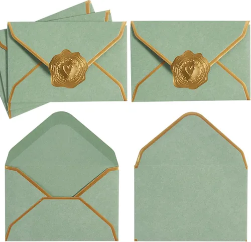 Vista 10 de 100 Piezas Sobres Mini para Tarjetas de Regalo Coloridos Sobres Pequeños con Solapa en V con Borde Dorado para Tarjetas de Notas en Blanco, Tarjetas