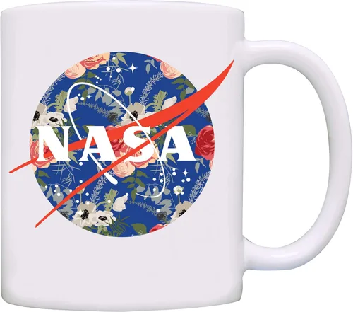Vista 5 de Lunar NASA Floral Color Taza De Café 0150-Negro