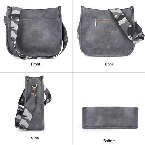 Vista 9 de HKCLUF Bolso cruzado para mujer, 2 piezas de cuero Hobo bolso con 2 correas ajustables de leopardo para guitarra