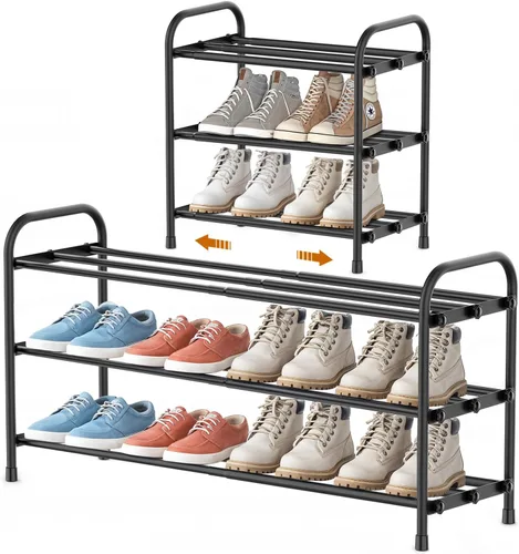 Vista 8 de INSMART Estante Organizador de Zapatos de 2 Niveles: Estante Organizador de Zapatos Ampliable y Ajustable, Estante de Almacenamiento de Zapatos