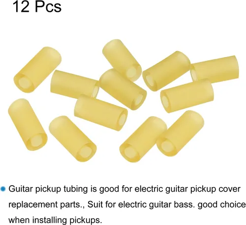 Vista 3 de MECCANIXITY Tubo de pastilla de guitarra, tubo de goma, accesorios de guitarra para montaje de guitarra eléctrica o ajuste de altura, paquete de 12