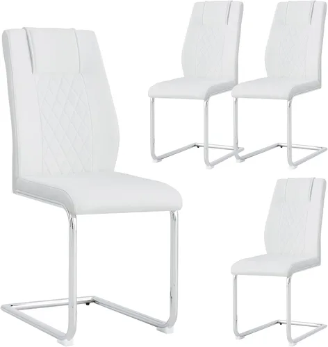 Vista 16 de Sillas De Comedor - Juego de 4 sillas de comedor modernas para cocina, con asiento tapizado de piel sintética, patas de metal con respaldo alto