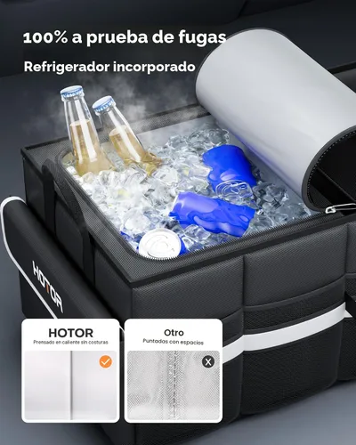 Vista 3 de HOTOR Organizador de maletero, organizador de automóvil con enfriador de automóvil integrado a prueba de fugas, organizador plegable para maletero