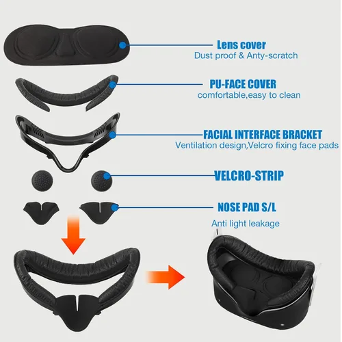 Vista 4 de for MetaOculus Quest 2 AccessoriesVR Controller Gips CoverVR Shell CoverVR Facial Vent Soft Interface Bracket Accessory 5-in-1 SetBlack