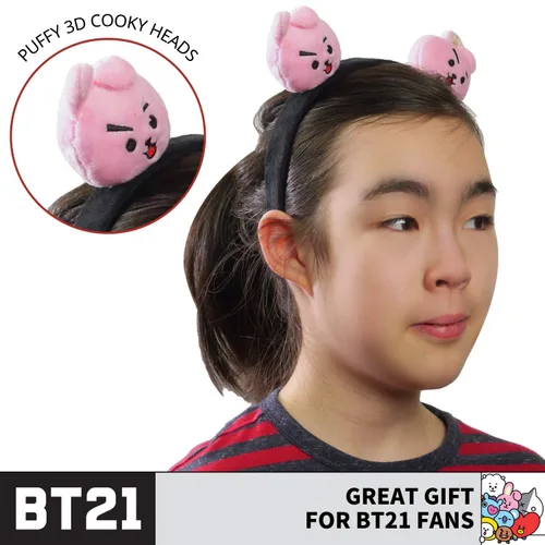Vista 13 de Concept One BT21 LINE FRIENDS - Diadema bordada de felpa 3D para mujer, Chimmy