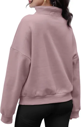 Vista 3 de Trendy Queen Sudaderas con media cremallera, sudaderas con capucha de gran tamaño, suéteres de otoño 2023 Y2K ropa de invierno