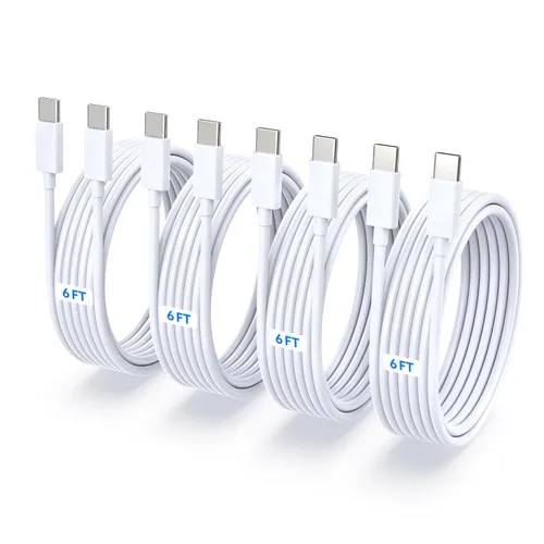 Vista 12 de Paquete de 4 cables de carga rápida USB C a USB C de 60 W (6 pies, 6 pies, 10 pies, 10 pies) Type C to C Charger Cord Compatible with iPhone 17