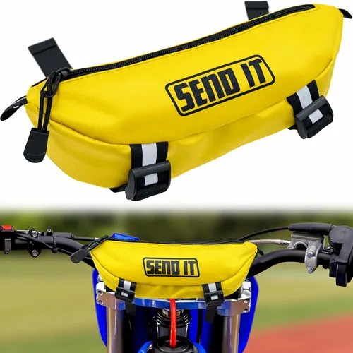 Vista 9 de Bolsa impermeable para manubrio de motocicleta Bolsa compacta de almacenamiento para manillar de motocicleta Bolsa de motocross de ajuste Rojo